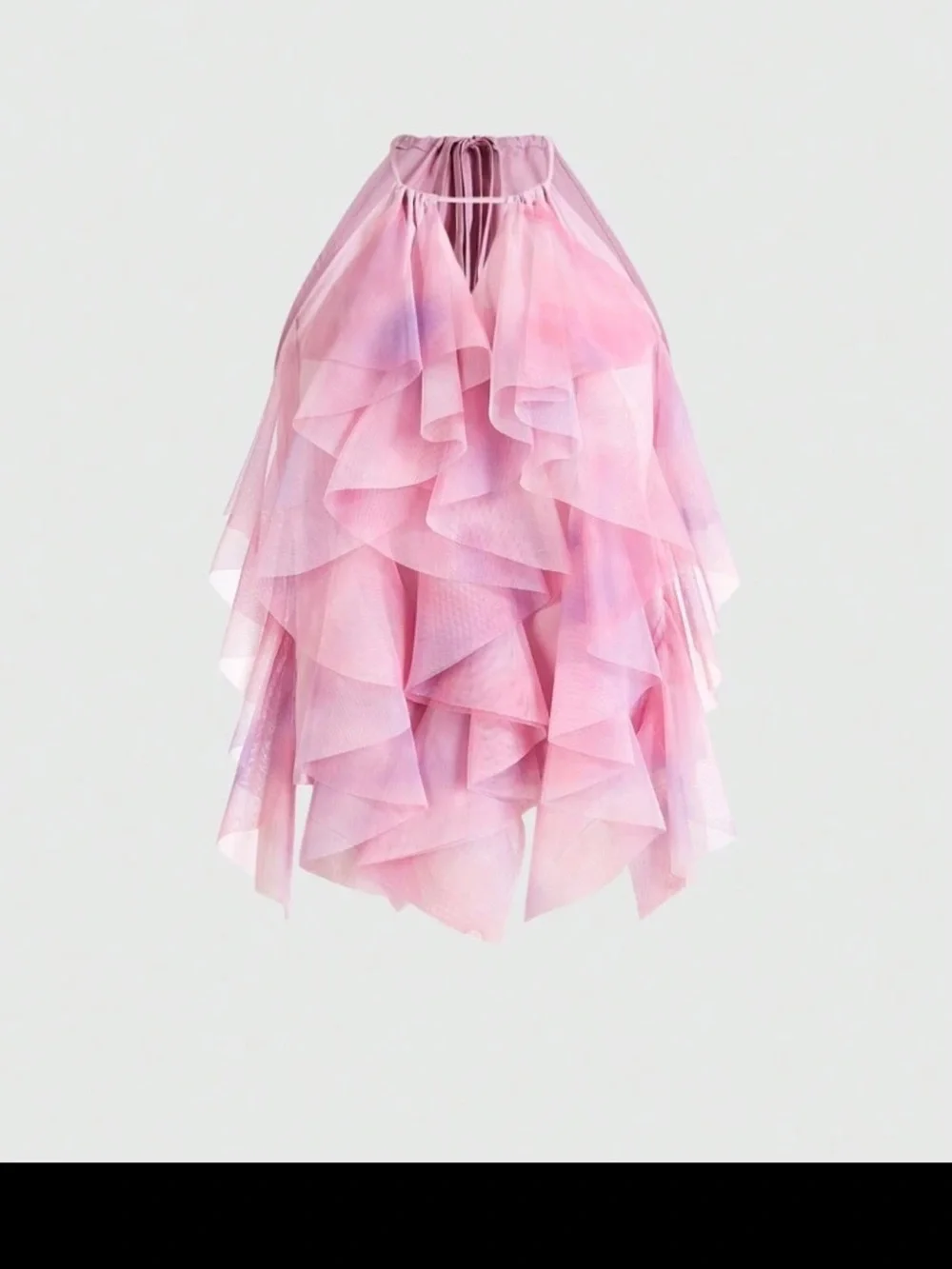 NWT Pink Ruffled Halter Camisole Top - Lightweight Layered Tank - Picture 2 of 4